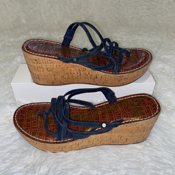 EUC Sam Edleman Cork Wedge Sandals - Picture 2 of 4
